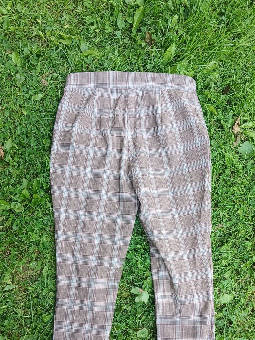 GUC Timmy Hilfiger Stretch Light Knit Plaid Brown Blue Size 4 - Picture 6 of 6
